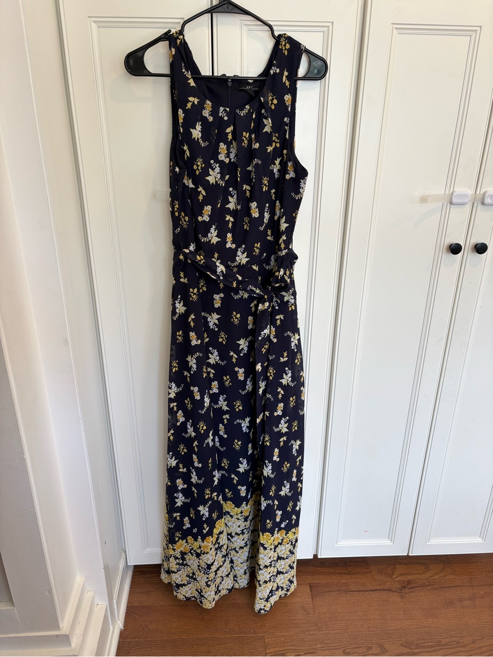 R&K Navy Maxi Dress with White and Yellow Floral Print - Picture 2 of 4